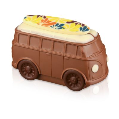 Bus mit Surfbrett aus Schokolade