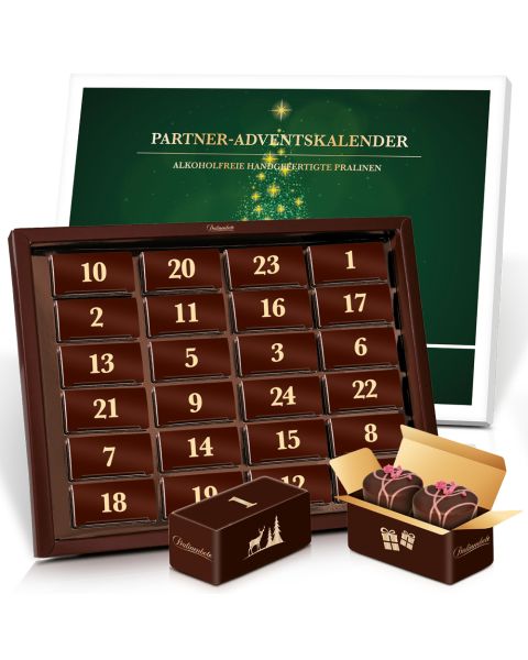 Alkoholfreier Partner-Adventskalender &ndash; 48 Pralinen f&uuml;r zwei - versandkostenfrei
