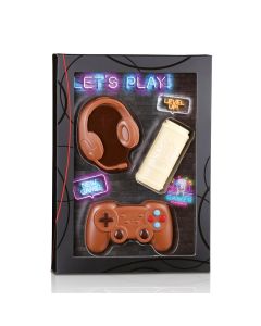 Headset, Game-Controller und Energydrink aus Schokolade